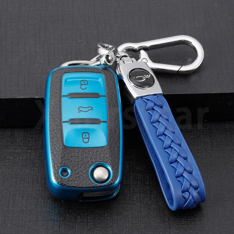 VW Volkswagen Golf 4 5 6 Amarok Polo Bora Jetta Alhambra Passat Beetle Caddy Tiguan TPU Car Key Case Cover Shell Compatible with Multiple Models