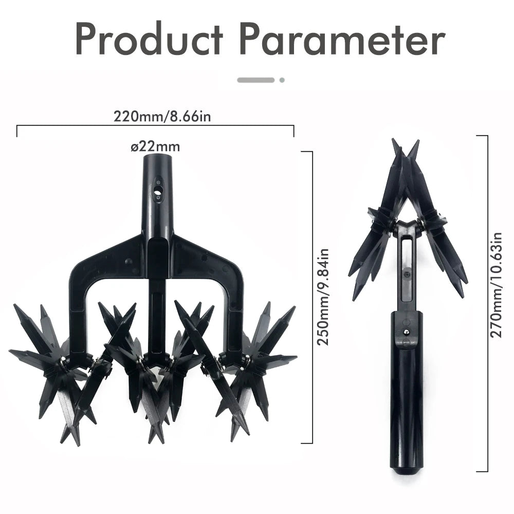 Garden Rotary Tiller, Manual Hand Tool for Soil Loaning & Ventilation, Wear Resistant Cultivator for Autumn Fall Gardening Care