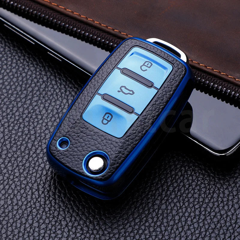 VW Volkswagen Golf 4 5 6 Amarok Polo Bora Jetta Alhambra Passat Beetle Caddy Tiguan TPU Car Key Case Cover Shell Compatible with Multiple Models