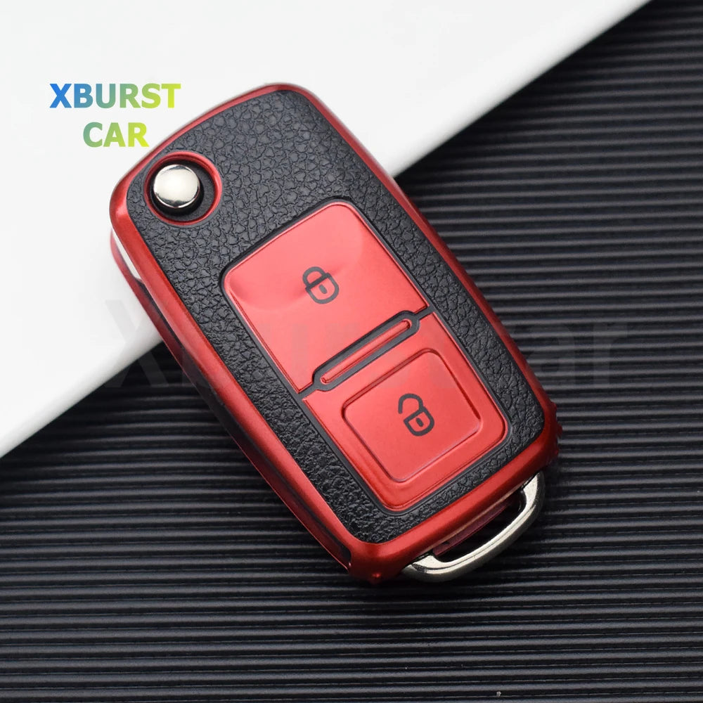 VW Volkswagen Golf 4 5 6 Amarok Polo Bora Jetta Alhambra Passat Beetle Caddy Tiguan TPU Car Key Case Cover Shell Compatible with Multiple Models