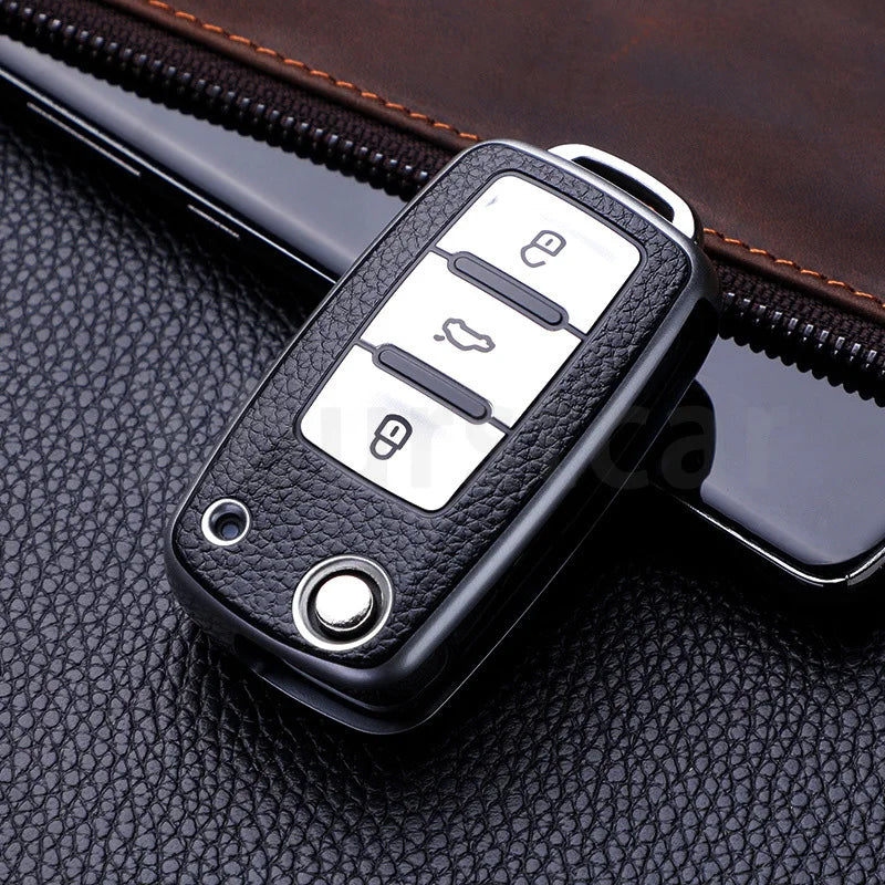 VW Volkswagen Golf 4 5 6 Amarok Polo Bora Jetta Alhambra Passat Beetle Caddy Tiguan TPU Car Key Case Cover Shell Compatible with Multiple Models