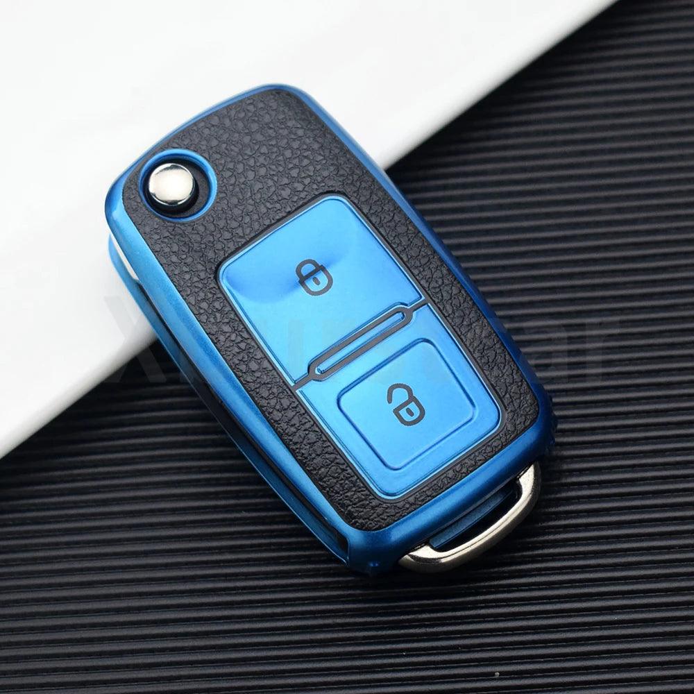 VW Volkswagen Golf 4 5 6 Amarok Polo Bora Jetta Alhambra Passat Beetle Caddy Tiguan TPU Car Key Case Cover Shell Compatible with Multiple Models