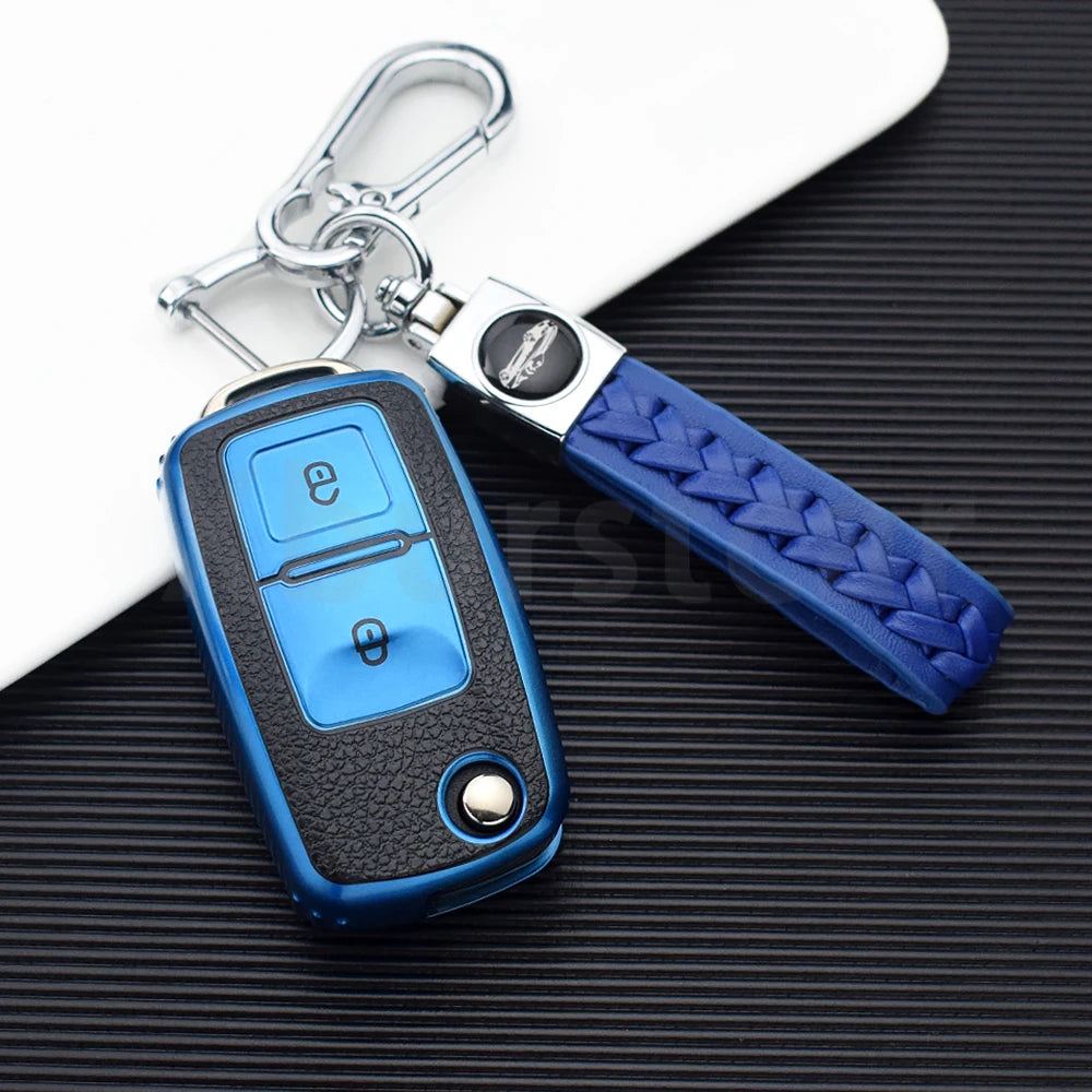 VW Volkswagen Golf 4 5 6 Amarok Polo Bora Jetta Alhambra Passat Beetle Caddy Tiguan TPU Car Key Case Cover Shell Compatible with Multiple Models