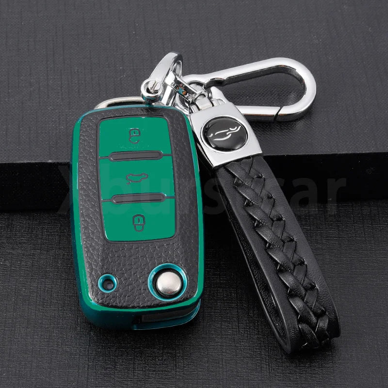VW Volkswagen Golf 4 5 6 Amarok Polo Bora Jetta Alhambra Passat Beetle Caddy Tiguan TPU Car Key Case Cover Shell Compatible with Multiple Models