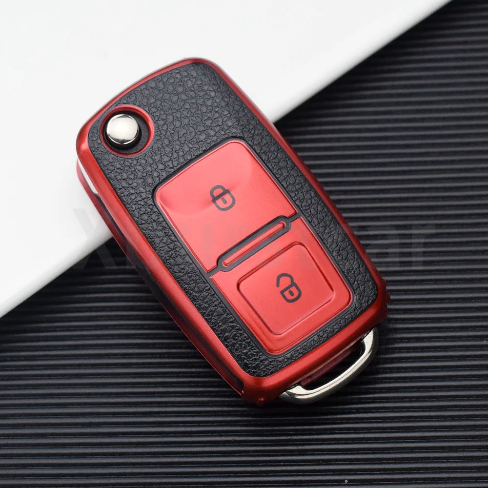 VW Volkswagen Golf 4 5 6 Amarok Polo Bora Jetta Alhambra Passat Beetle Caddy Tiguan TPU Car Key Case Cover Shell Compatible with Multiple Models