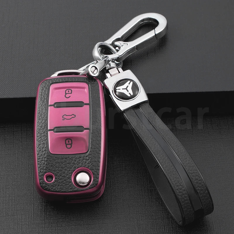 VW Volkswagen Golf 4 5 6 Amarok Polo Bora Jetta Alhambra Passat Beetle Caddy Tiguan TPU Car Key Case Cover Shell Compatible with Multiple Models