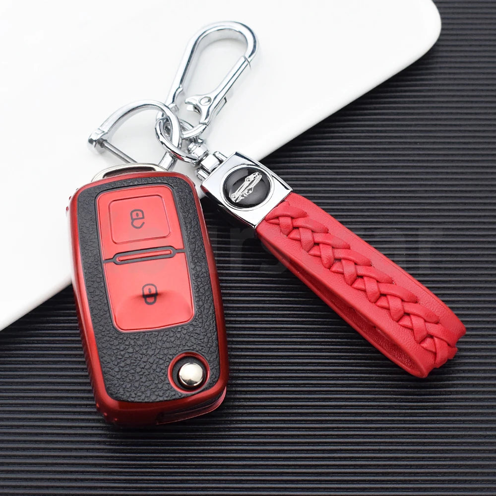 VW Volkswagen Golf 4 5 6 Amarok Polo Bora Jetta Alhambra Passat Beetle Caddy Tiguan TPU Car Key Case Cover Shell Compatible with Multiple Models